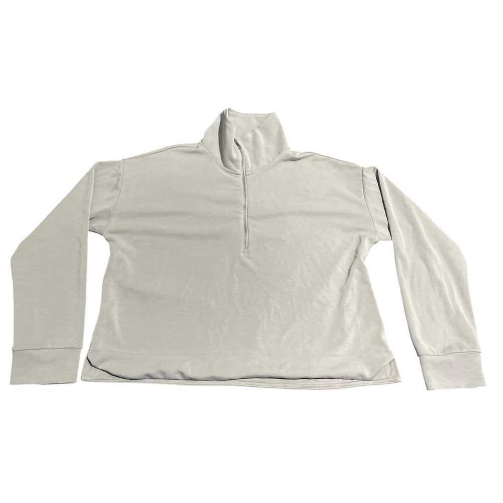 Athleta Quarter Zip Pullover Womens Large Gray Heather Long Sleeve Active Top